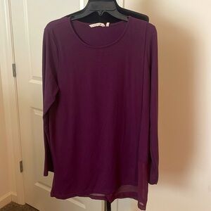 Soft Surroundings Purple Long Sleeve Crewneck Layered Top Longline Size L